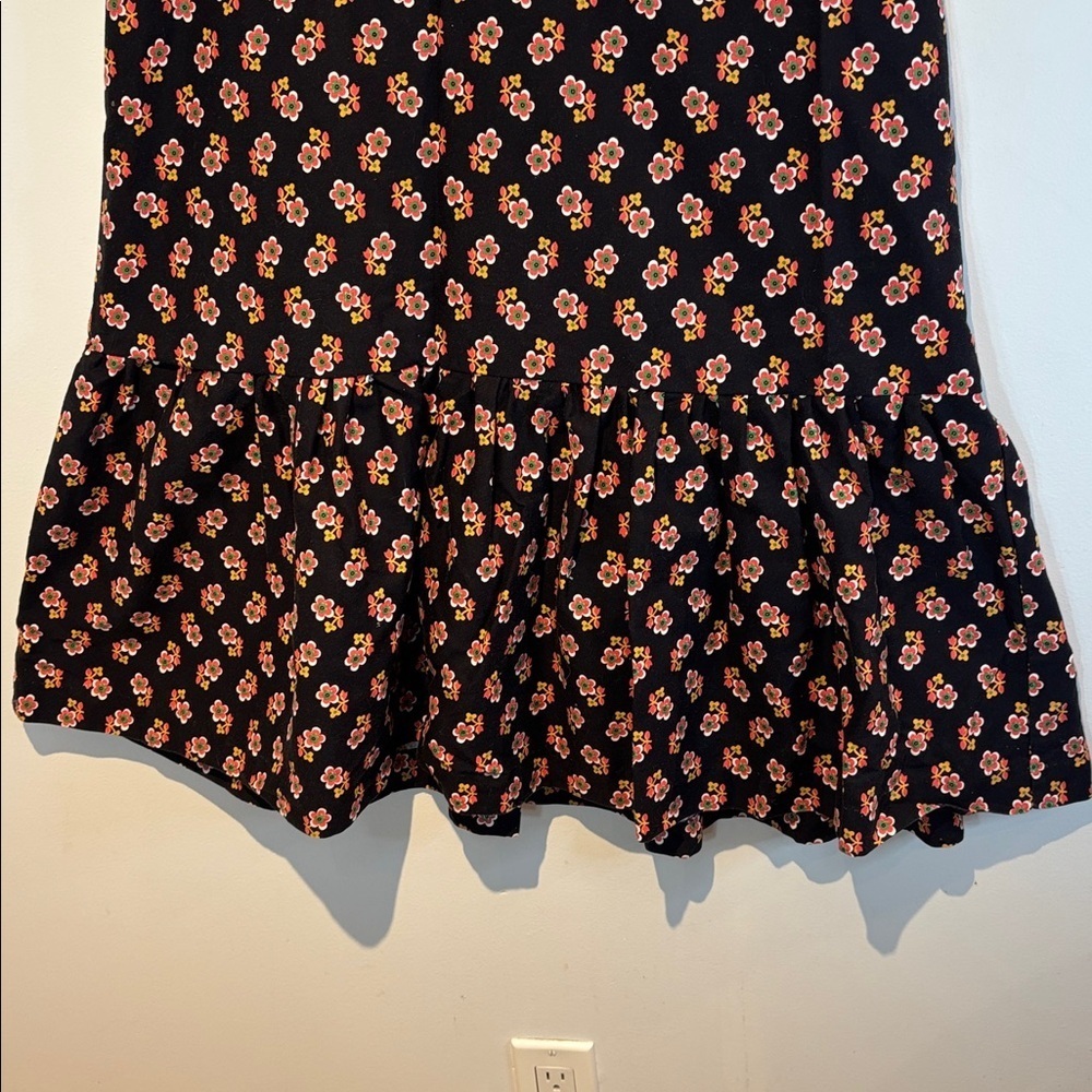 Vintage Sears Black Maxi Skirt with Red Floral Pattern size large - Picture 3 of 8